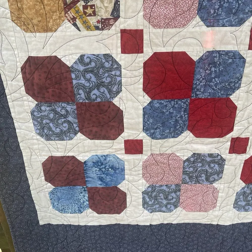 Vintage Bow tie Pattern Quilt. 50”x65” Heartland Quilters Machine Washable